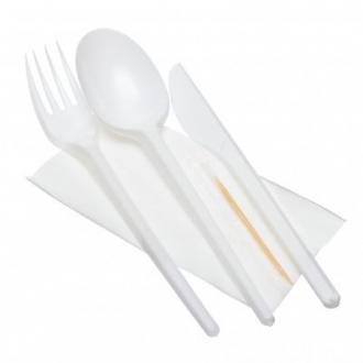 Набор Ложка, вилка, нож, зубочистка, салфетка